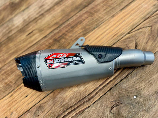 Yoshimura NINJA 500/400 / Z500/400 18-24 AT2 Stainless Slip-On Exhaust, w/ Stainless Muffler.